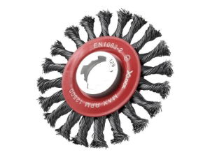 X-LOCK CONICAL WIRE BRUSH 115MM M14X2- 0.50MM STEEL WIRE